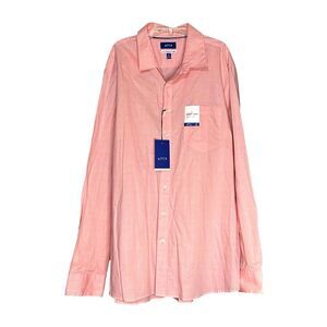 Apt 9 Mens XL Button Shirt Pink Smart Temp Stretch Check Stripe Dress Casual NWT